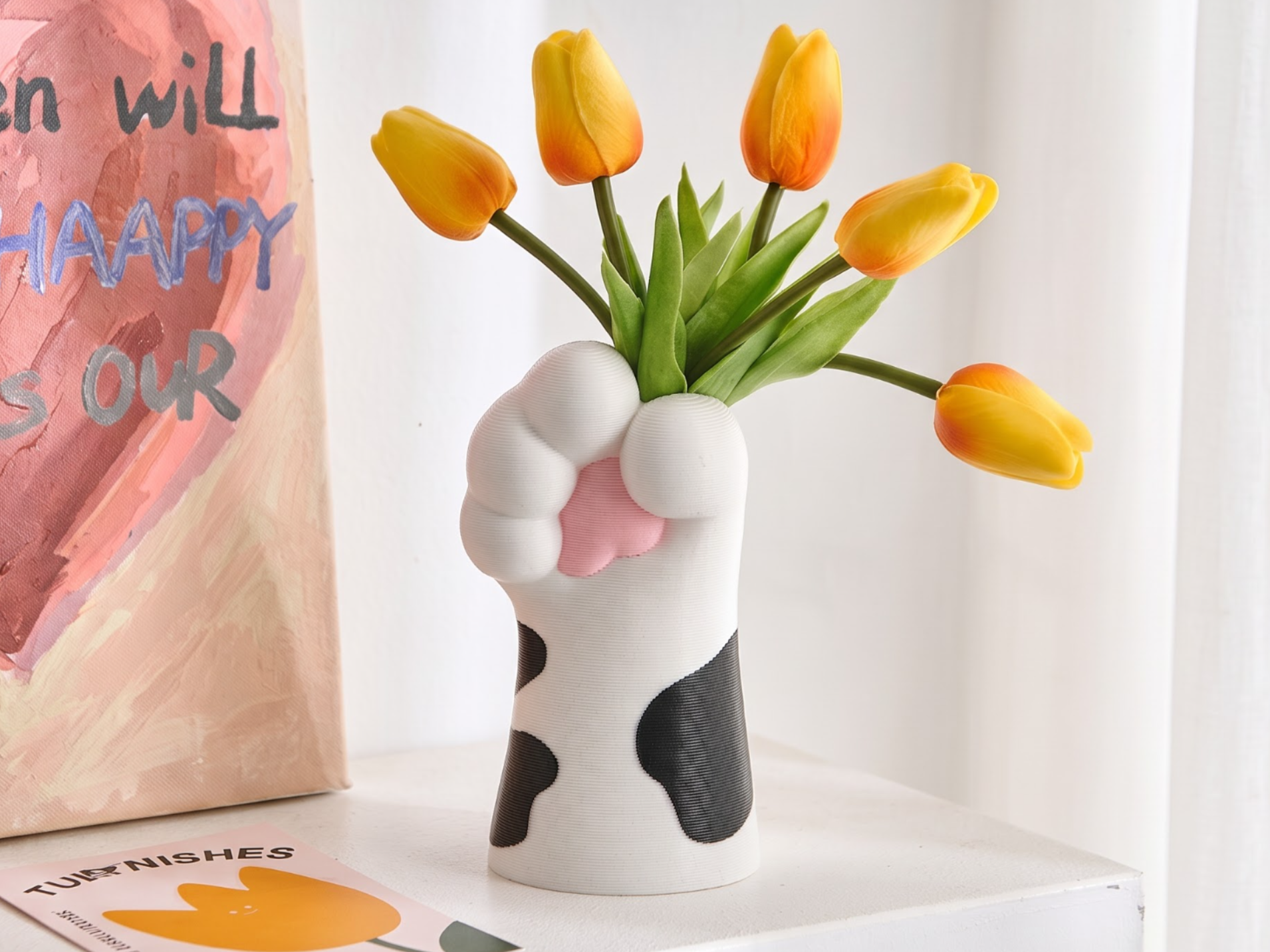 Cat Paw Vase | Cow Spot Kitty | Multicolor - 1
