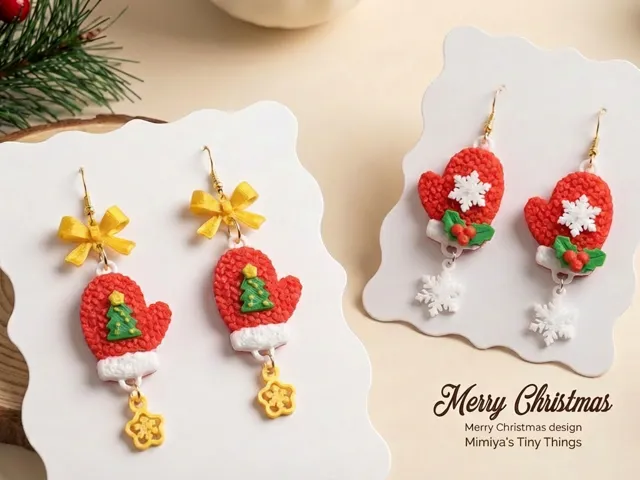 Snowy Tale Knit Mittens earring