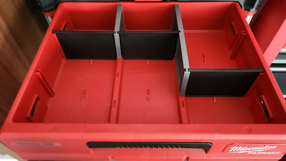 Partial dividers for Packout 3 drawer toolbox Free 3D Print Model