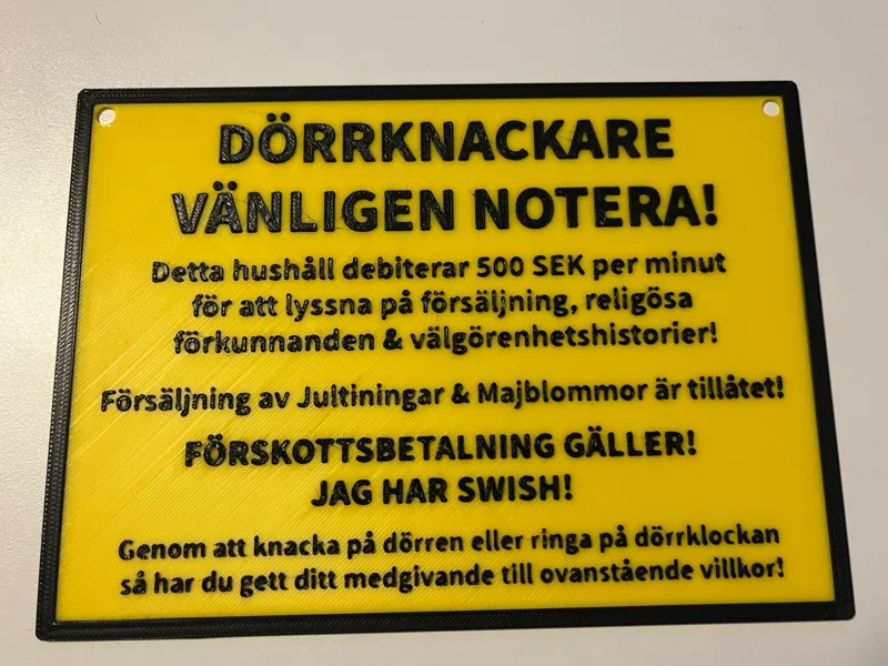 Door sign Swedish