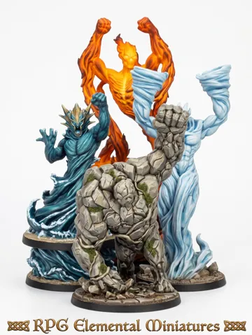 Escenografía en miniatura: Tabletop RPG Elemental Miniatures All 4 Full Set — vista de referencia 2