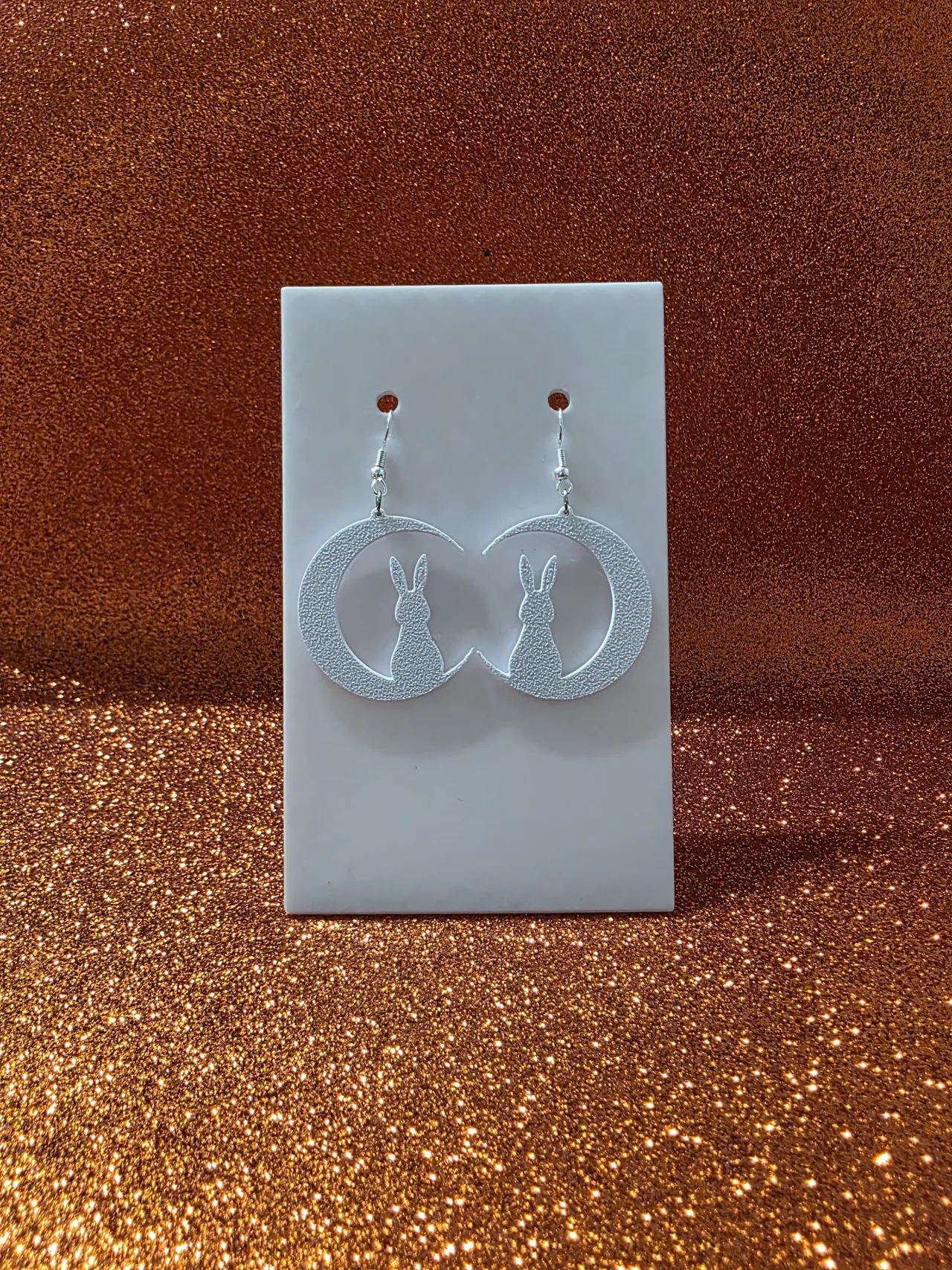 Bunny in the moonlight earrings view 2