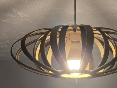 Slatted pendant lampshade - wide slats