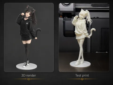 Figura decorativa: Neko Girl Figurine — referencia de MakerWorld