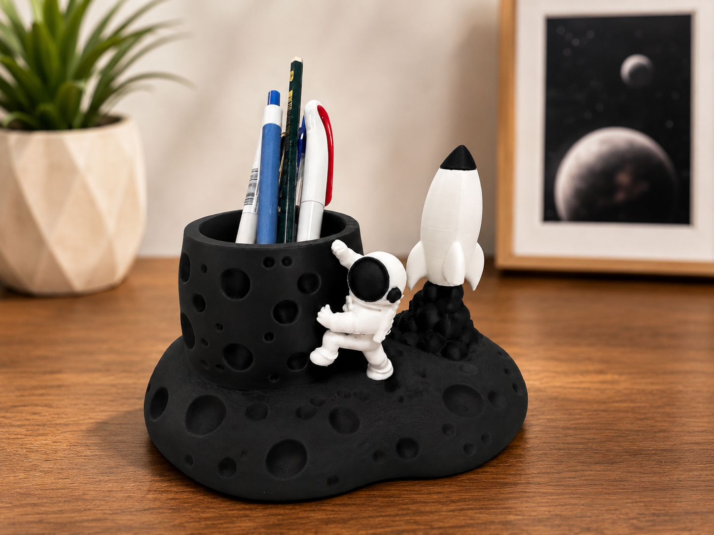 Astronaut Rocket Pen Holder & Desk Organizer