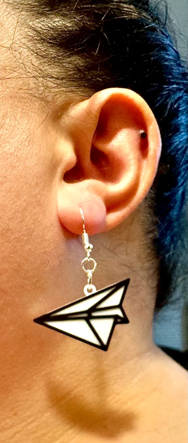 Paper Airplane Earrings- Fun Travel Jewelry view 2