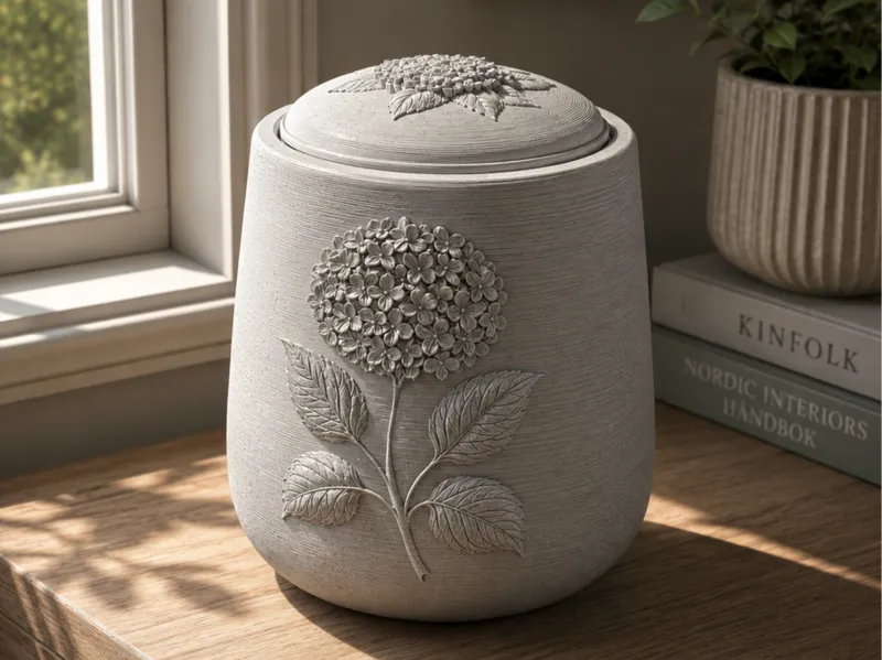 Hydrangea Relief Storage Jar – 3D Printable Decor