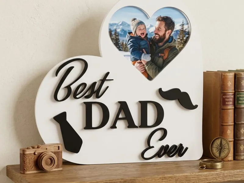 Cornice Cuore "Best Dad Ever" con foto