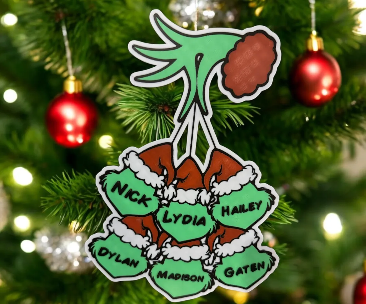 Personalized Grinch family Ornament 2-6 heads by Sh^ts'N'Giggles3d MakerWorld: Download Free 3D Models - 3D model önizlemesi