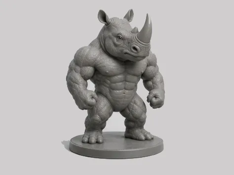 Muscle Rhino Figurine (Stylized 3D Model)