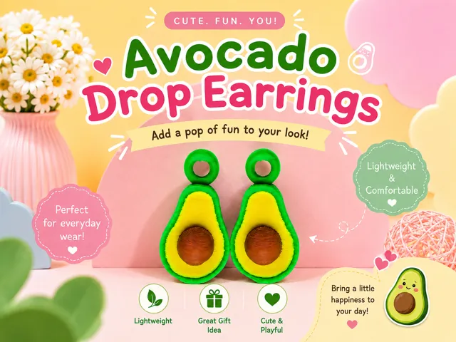 Cute Avocado Drop Earrings - Fun Food Jewelry