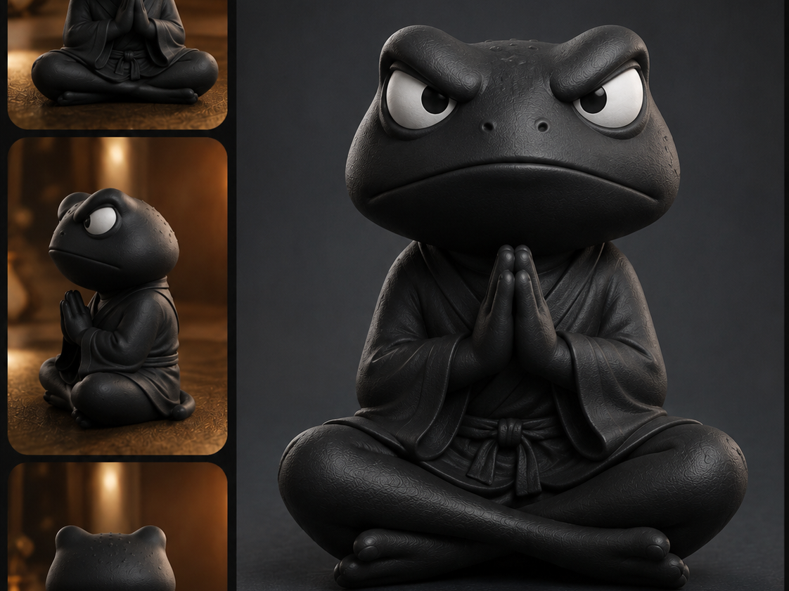 Grumpy Zen Frog Monk Figurine