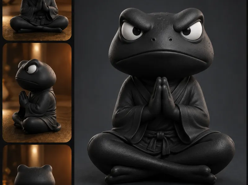 Grumpy Zen Frog Monk Figurine