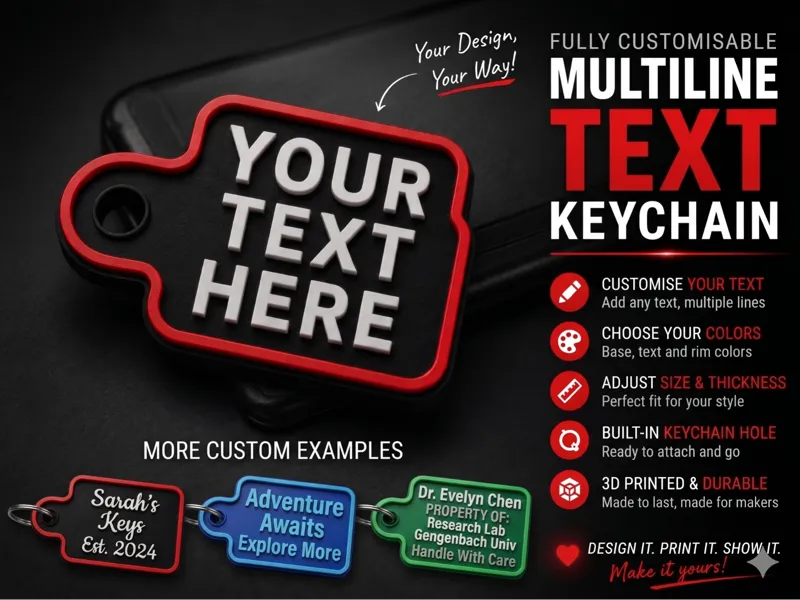 Fully Customizable Multi-line Text Keychain