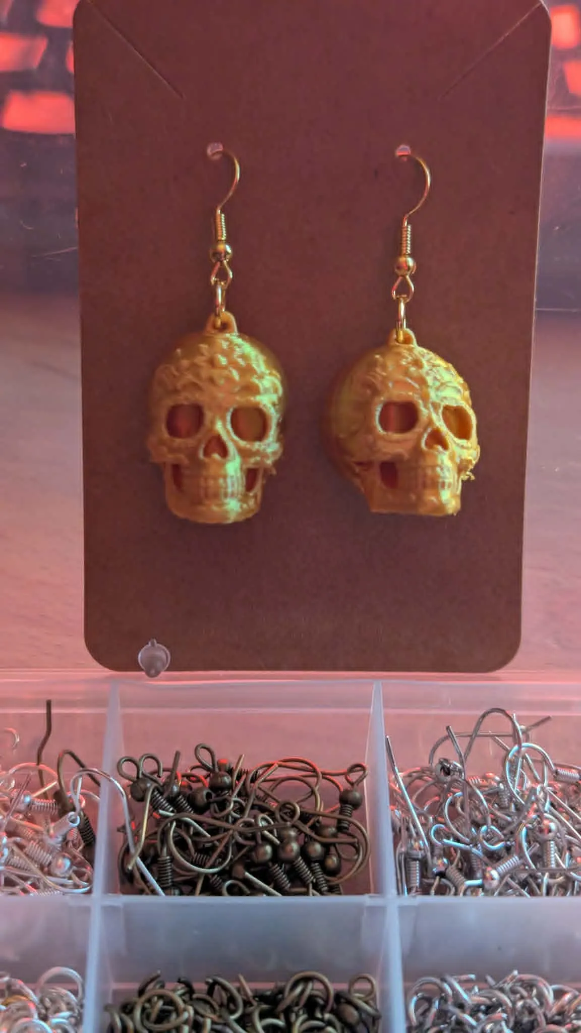 Gold Skull Earrings view 3