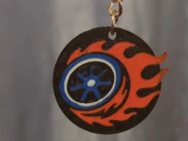 keychain - wheel on fire