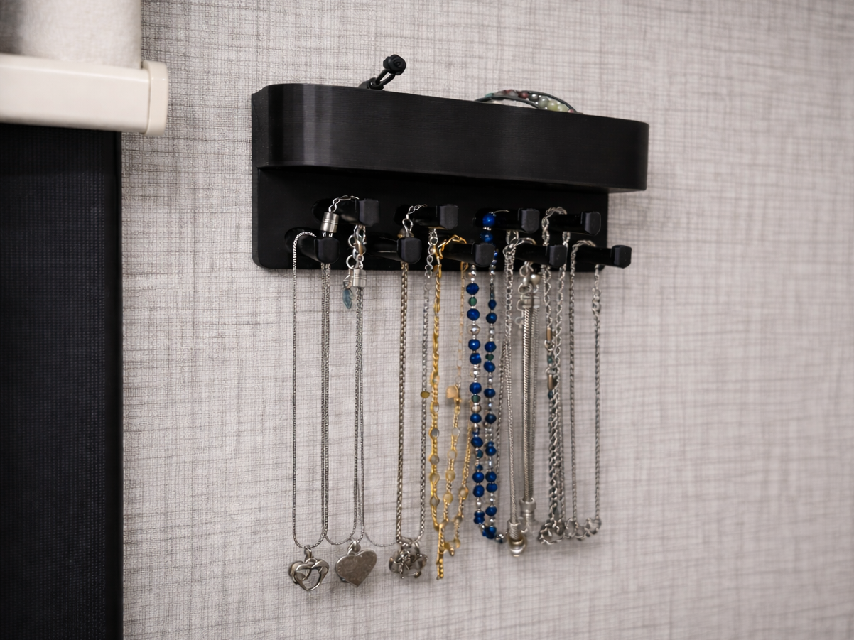 Compact RV Jewelry Rack (Fastens w Command Strip)