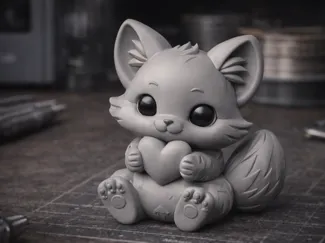 Cute Fox Holding Heart