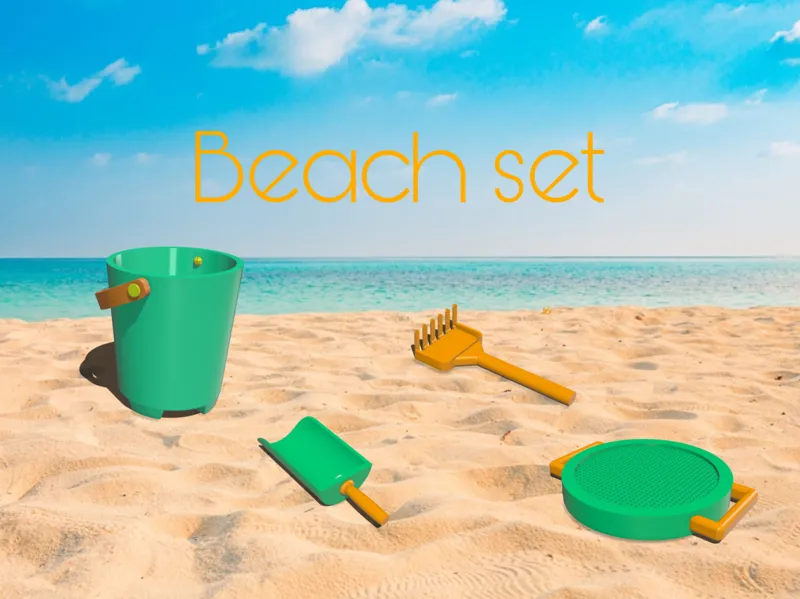 Beach Set - Bucket,Shovel,Sieve,Rake