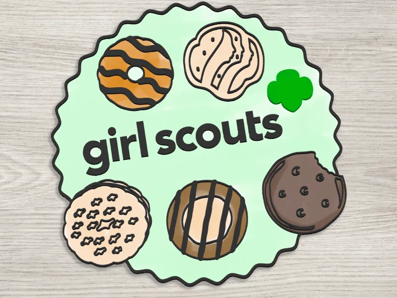 Girl Scout's Logo with Cookies Coloring Craft