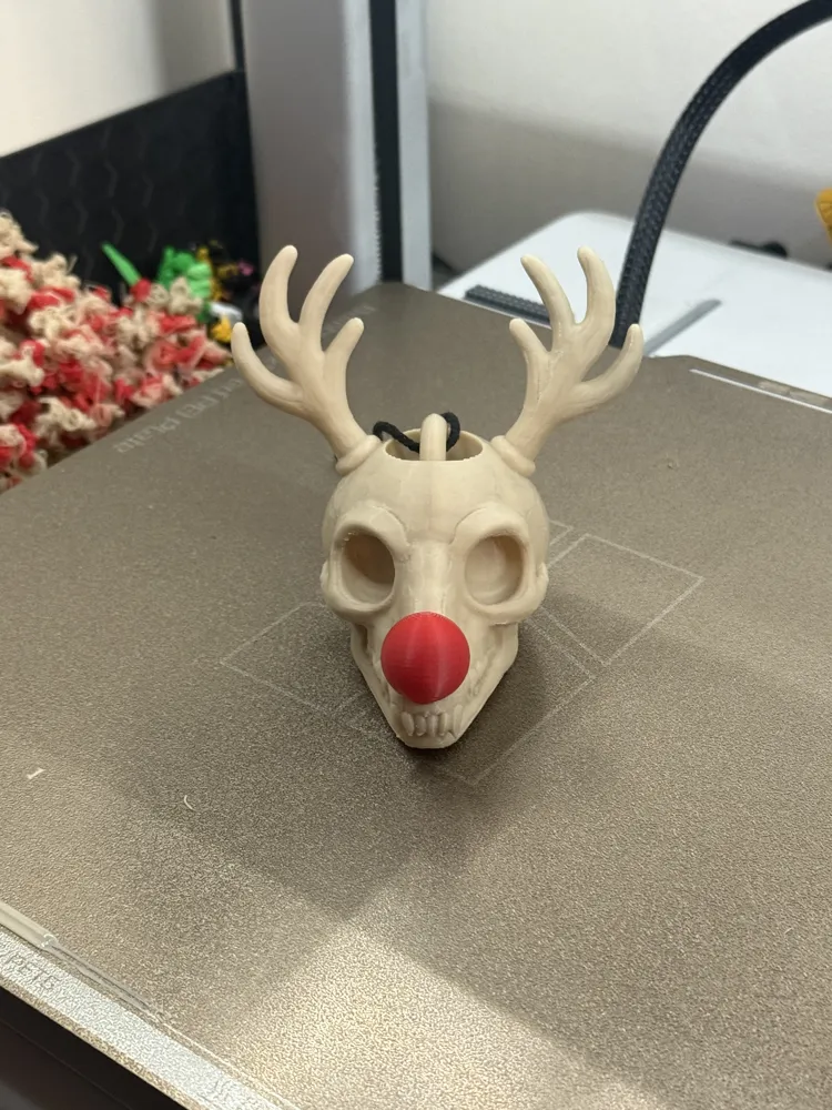 Rudolf Reindeer Skull Bauble – Red-Nose Boneament - Free 3D Print Model ...