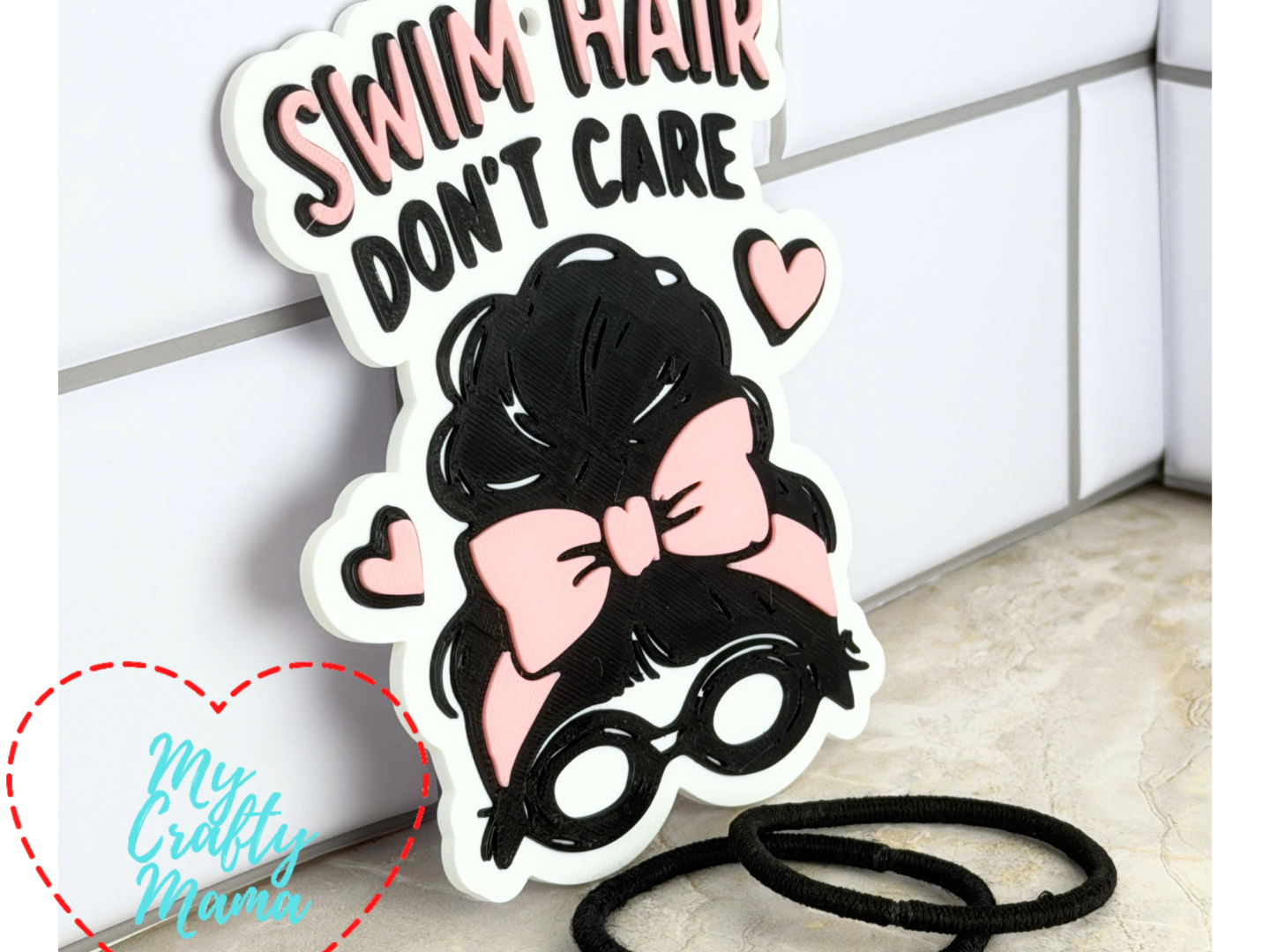 Swim hair dont care hair tie keychain - 1