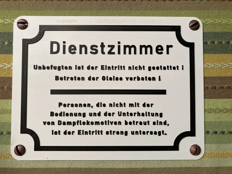 Türschild Modelleisenbahnzimmer