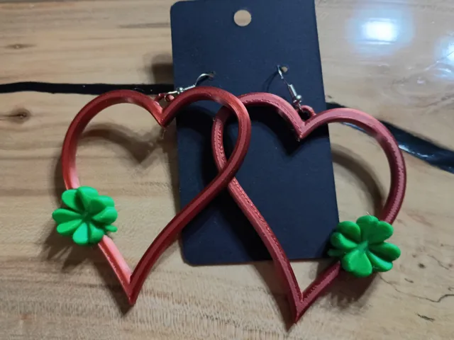 Saint Patrick's Day Earrings Heart with Clover