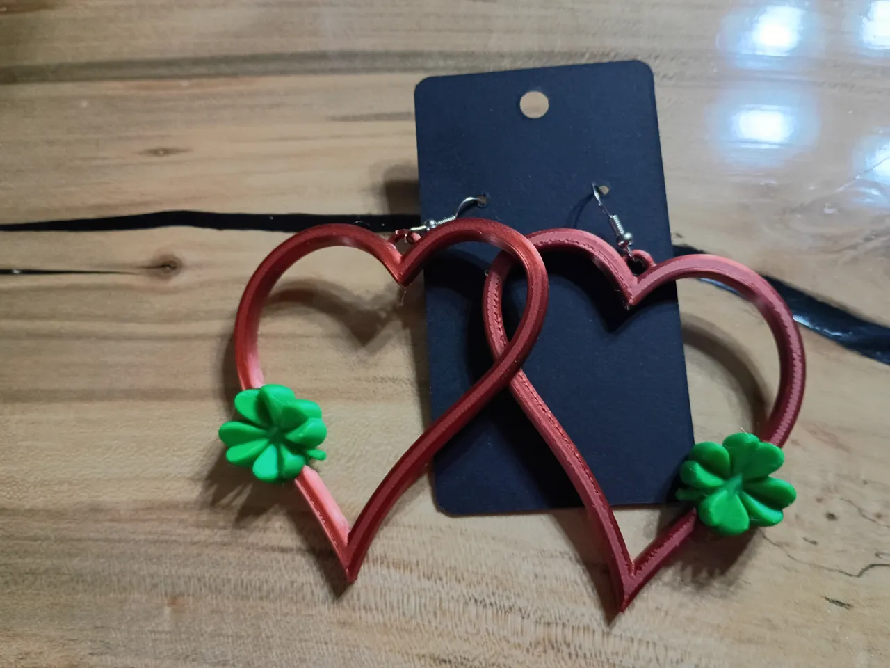 Saint Patrick's Day Earrings Heart with Clover view 2