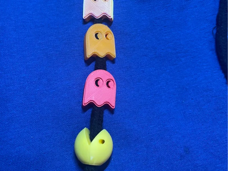 Pacman and ghosts Hoodie Drawstring Beads