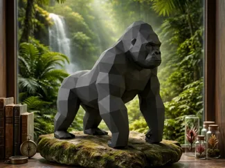 Low Poly Gorilla Statue Home Decor
