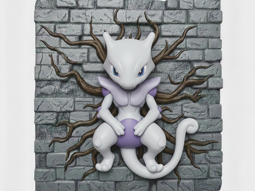 mewtwo - pokemon 3d plaque