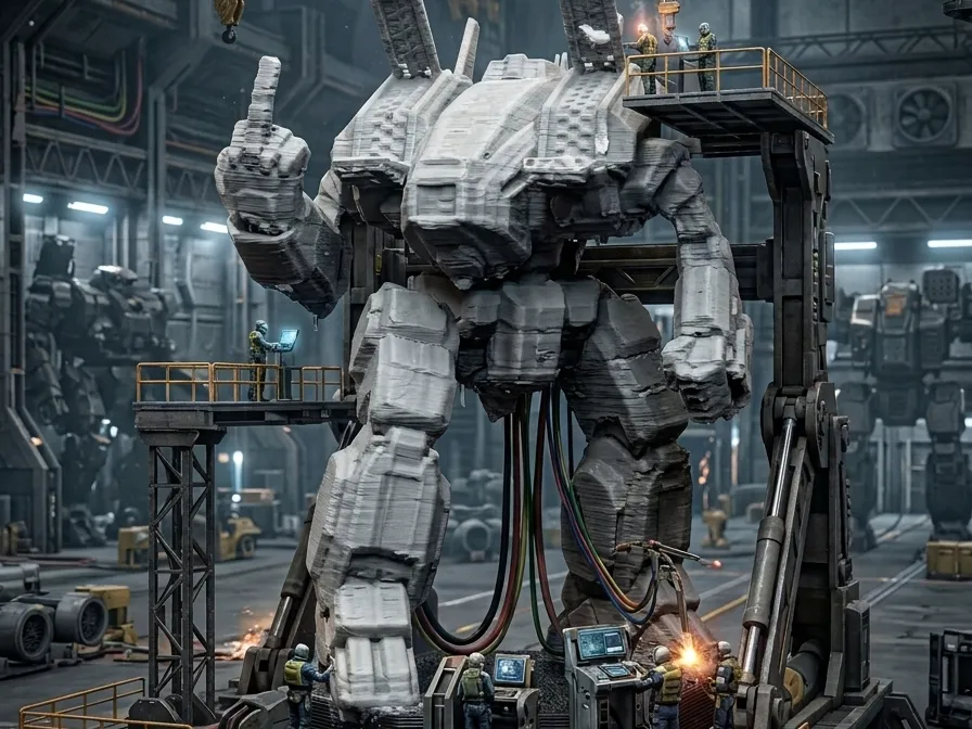 Escenografía en miniatura: Mecha Archer F-U. Referencia del modelo original.