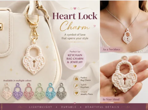 Llavero: Victorian Heart Lock Charm – Multi-Use — referencia de MakerWorld