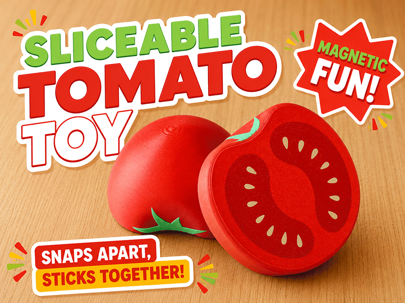 Sliceable magnetic tomato toy