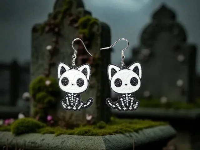 Cat skeleton earrings