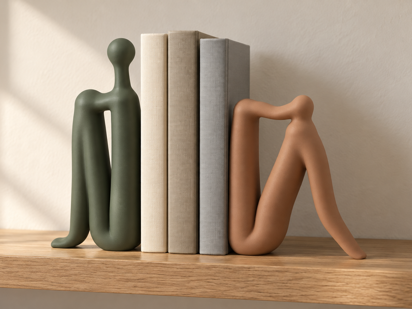 Quiet Pair – Abstract Figure Bookends (weighted) 3D model