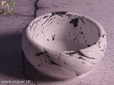 Zravel Bowl 03 | Raw Stone / Black Veining 