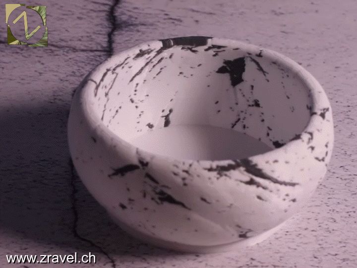 Zravel Bowl 03 | Raw Stone / Black Veining 