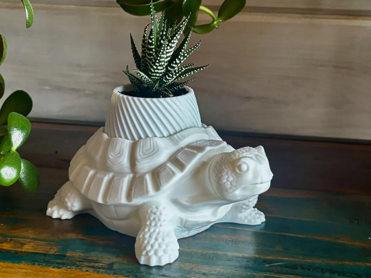 Pot de fleurs tortue réaliste