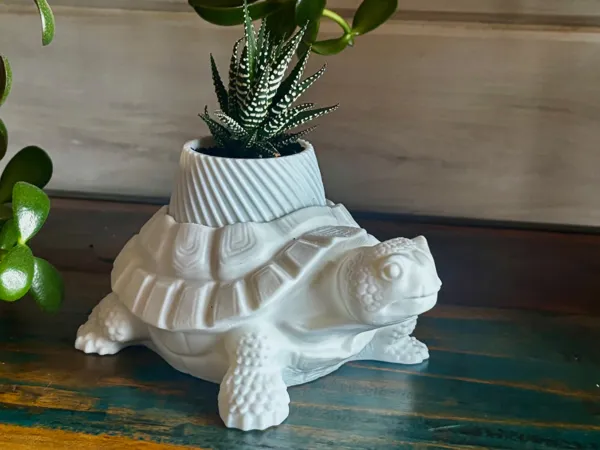 Pot de fleurs tortue réaliste