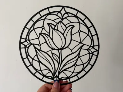 Stained glass effect wall decoration - Tulips