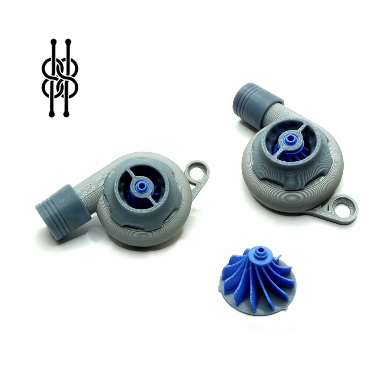 Turbine Keychain v3 - fully 3d printable no glue view 2