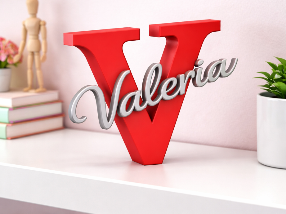 3D Letter V Name Sign – Valeria | Easy Print