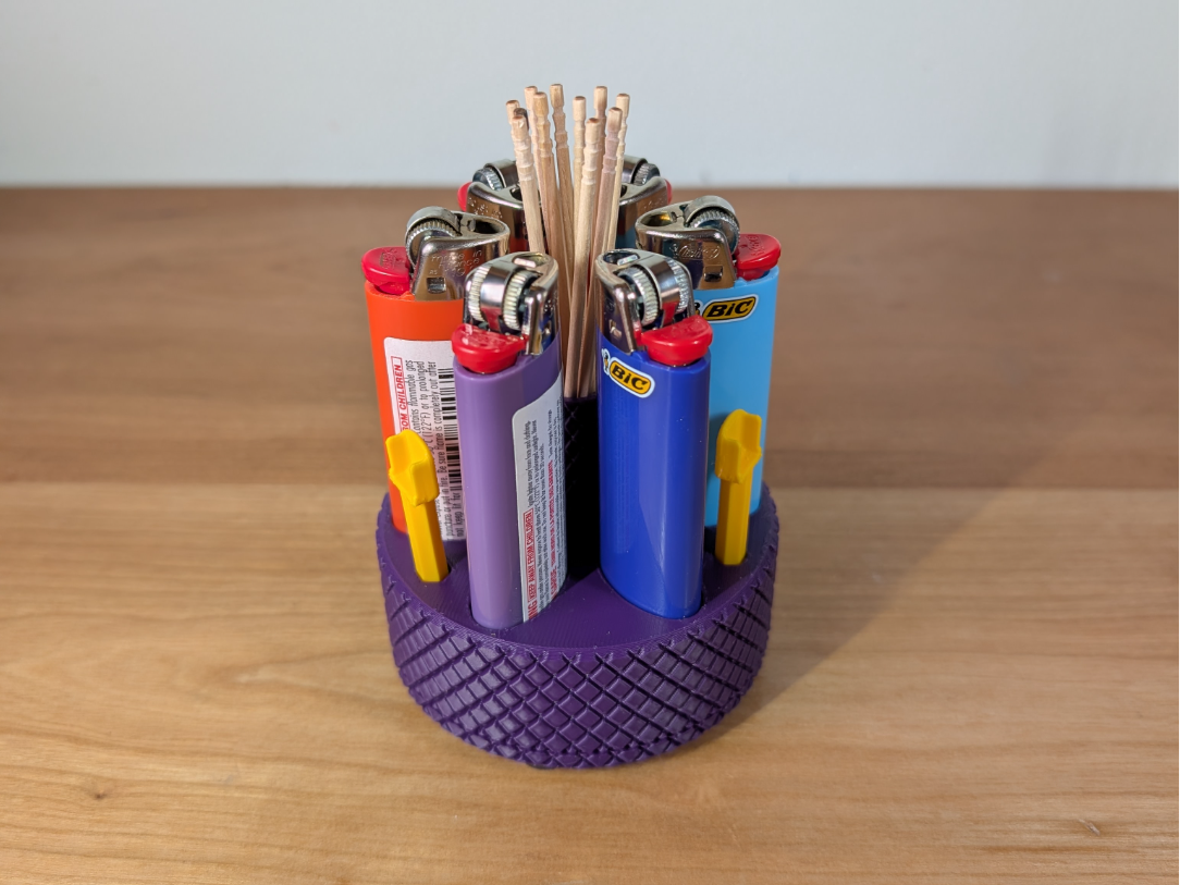 Revolving Bic Lighter & Toothpick Caddy