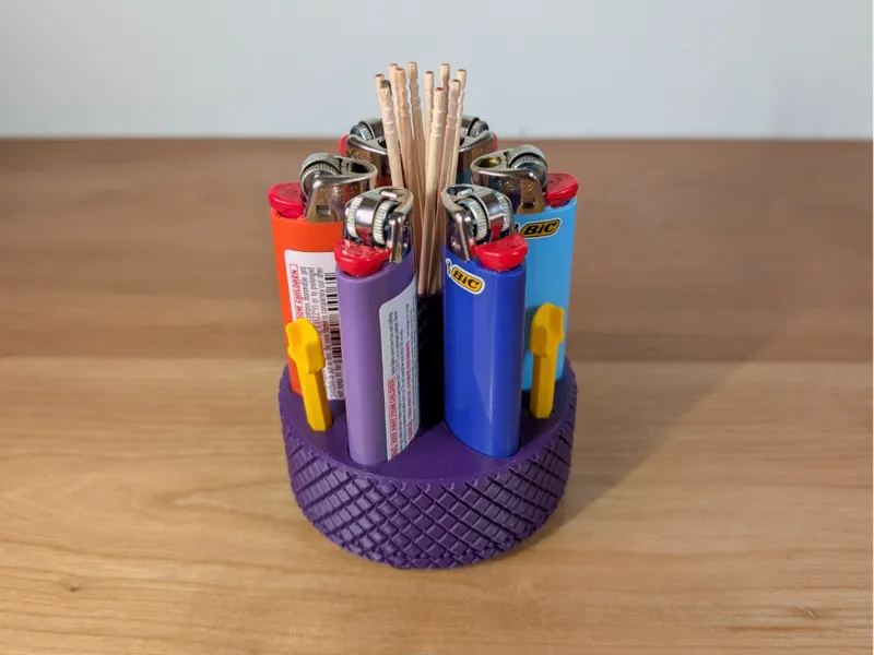 Revolving Bic Lighter & Toothpick Caddy