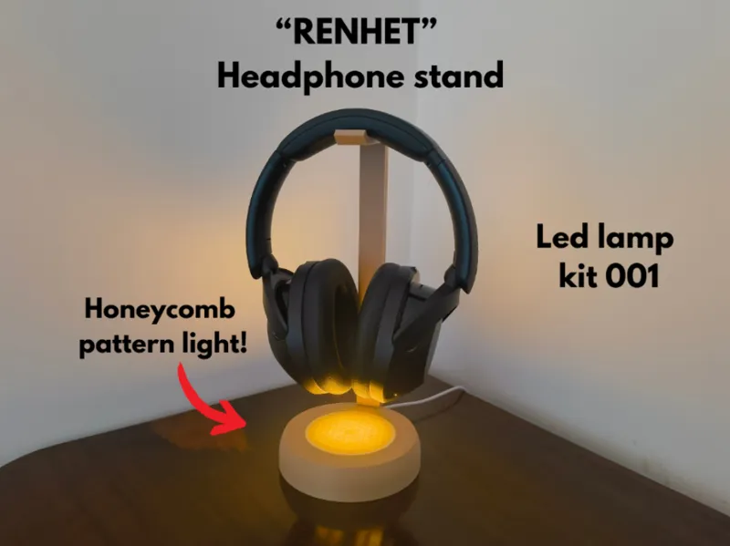"RENHET" headphone stand with light, ledlampkit001