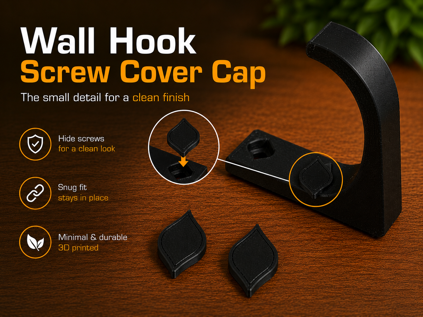 Wall Hook Screw Cover Cap
