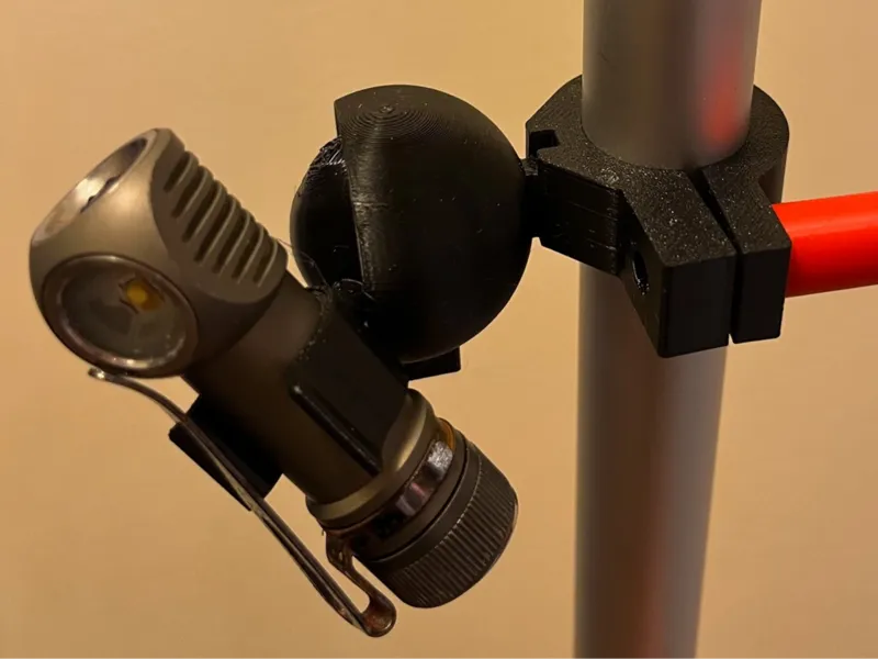 Pole Clamp 25 mm and Ball-socket flashlight holder