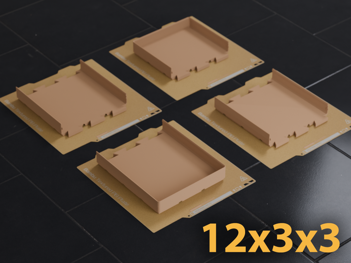 Gridfinity 12x3 Bin 3U A1 Mini Dovetail Split Fit